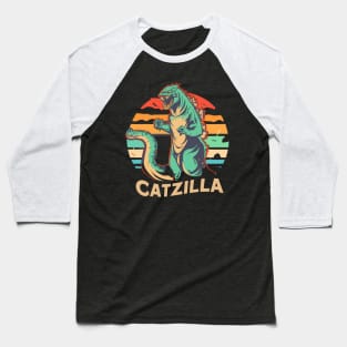 Vintage Catzilla Fire cat Baseball T-Shirt